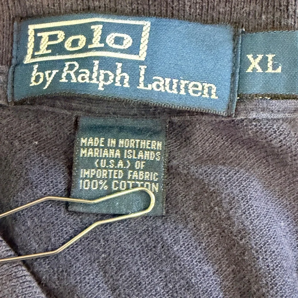 Vintage Polo Ralph Lauren Polo Shirt Men XL Navy Blue‎ Long Sleeve Cotton Pique